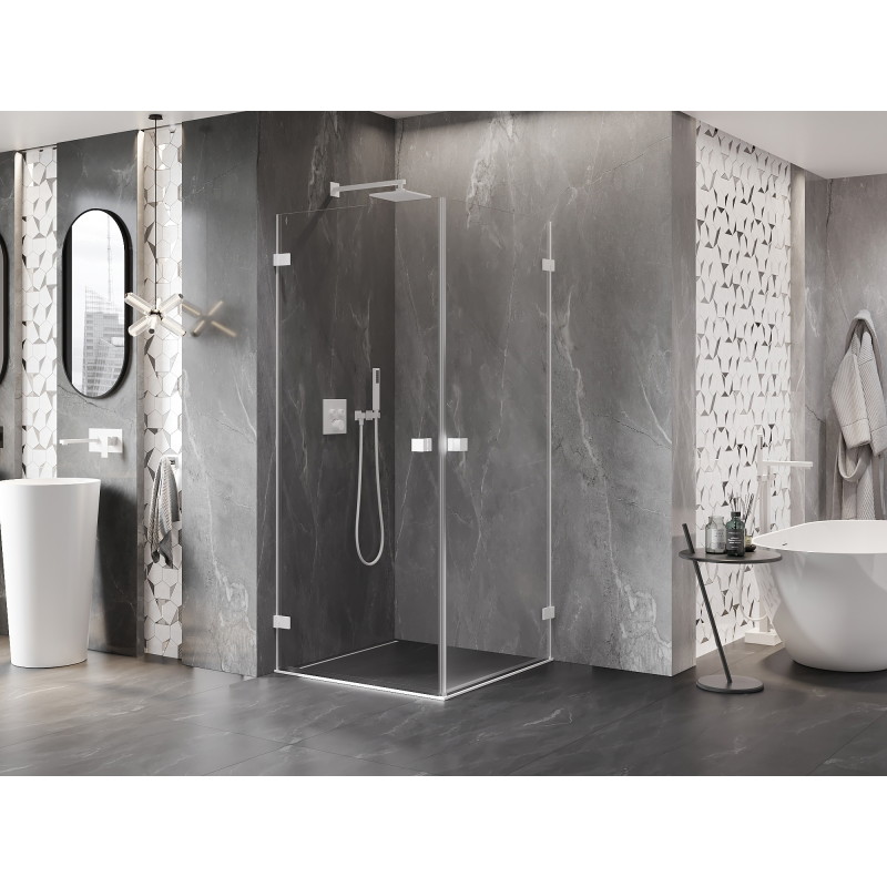 Mexen Lunar-B Duo Dreh-Duschkabine 70 x 70 cm, transparent, weiß - 832-070L-070P-20-00