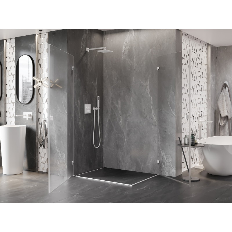 Mexen Lunar-B Duo Duschkabine Schwenktür 95 x 75 cm, transparent, weiß - 832-095L-075P-20-00