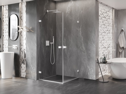 Mexen Lunar-B Duo Duschkabine mit Schwingtür 95 x 95 cm, transparent, weiß - 832-095L-095P-20-00