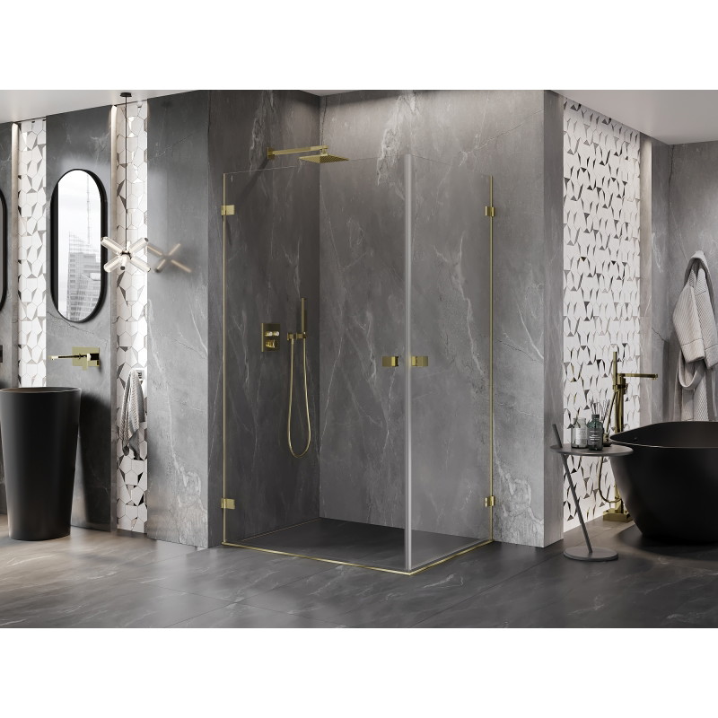 Mexen Lunar-B Duo Duschkabine schwenkbar 80 x 70 cm, transparent, gold - 832-080L-070P-50-00