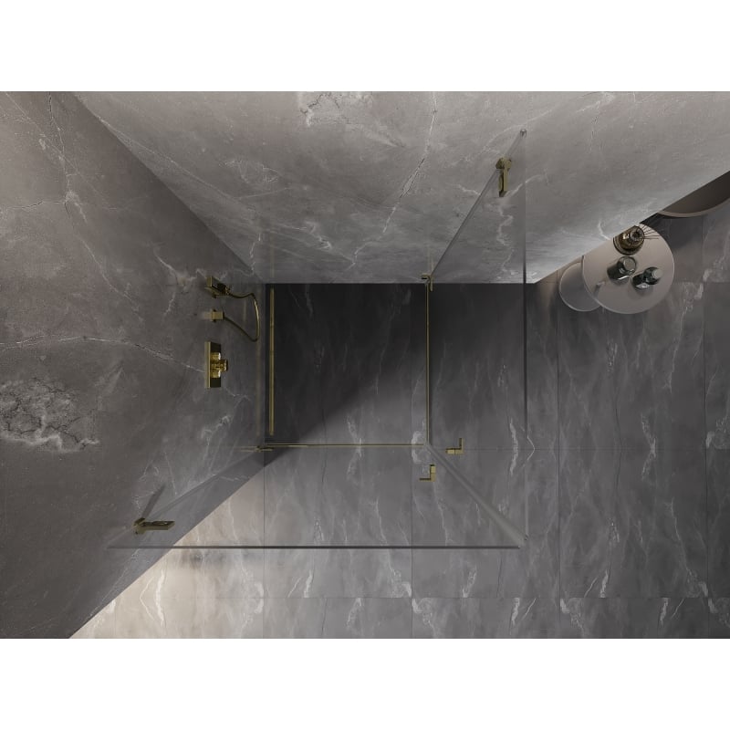Mexen Lunar-B Duo Duschkabine, schwenkbar, 80 x 80 cm, transparent, gold - 832-080L-080P-50-00