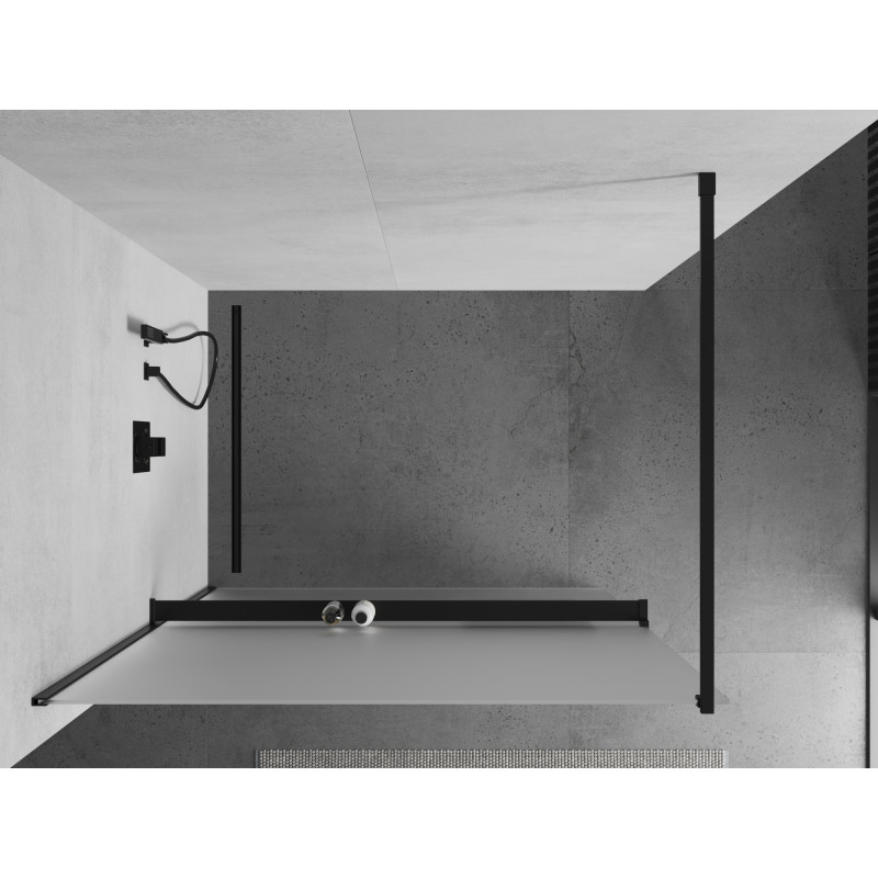 Mexen Kioto+ Duschwand mit Regal Walk-in 120 x 200 cm, Frost, Schwarz - 800-120-121-70-30