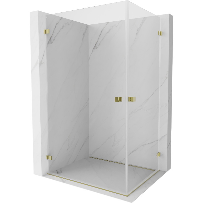 Mexen Lunar-B Duo Duschkabine schwenkbar 100 x 85 cm, transparent, gold - 832-100L-085P-50-00