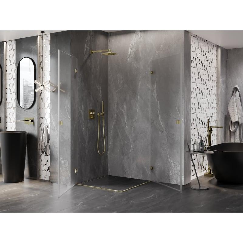 Mexen Lunar-B Duo Schwing-Duschkabine 95 x 95 cm, transparent, gold - 832-095L-095P-50-00