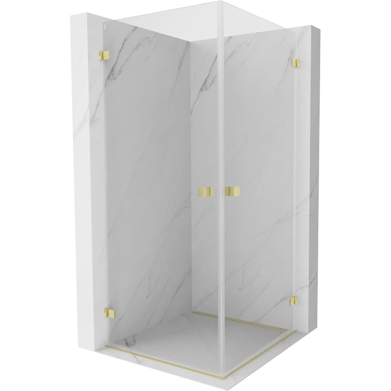 Mexen Lunar-B Duo Duschkabine mit Schwingtür 70 x 70 cm, transparent, gebürstet gold - 832-070L-070P-55-00