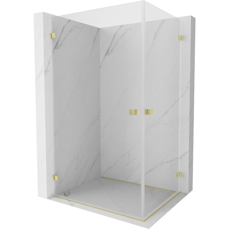 Mexen Lunar-B Duo Duschkabine Schwingtür 85 x 70 cm, transparent, gebürstetes Gold - 832-085L-070P-55-00
