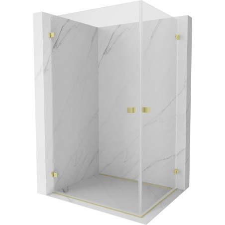 Mexen Lunar-B Duo Duschkabine mit schwenkbarer Tür 100 x 70 cm, transparent, gebürstetes Gold - 832-100L-070P-55-00