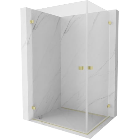 Mexen Lunar-B Duo Duschkabine, schwenkbar, 90 x 80 cm, transparent, gebürstetes Gold - 832-090L-080P-55-00
