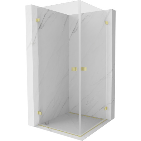 Mexen Lunar-B Duo Duschkabine, schwenkbar 95 x 95 cm, transparent, gebürstetes Gold - 832-095L-095P-55-00