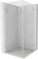 Mexen Lunar-B Duo Duschkabine, schwenkbar 95 x 95 cm, transparent, gebürstetes Gold - 832-095L-095P-55-00