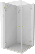 Mexen Lunar-B Duo Duschkabine, Pendeltür, 100 x 100 cm, transparent, gebürstetes Gold - 832-100L-100P-55-00