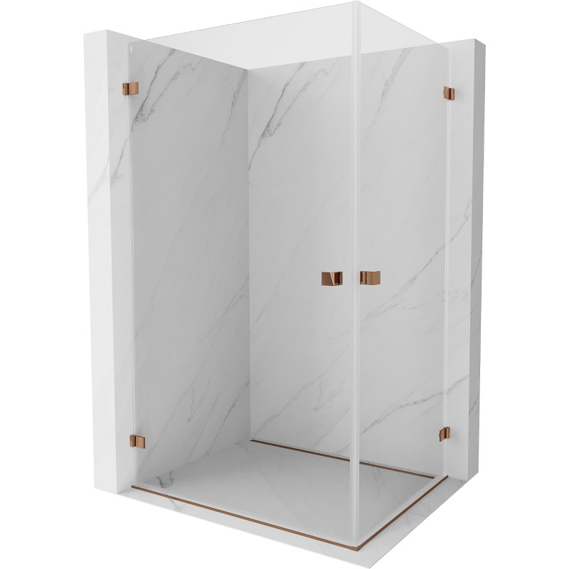 Mexen Lunar-B Duo Duschkabine zum Öffnen 100 x 85 cm, transparent, Roségold - 832-100L-085P-60-00