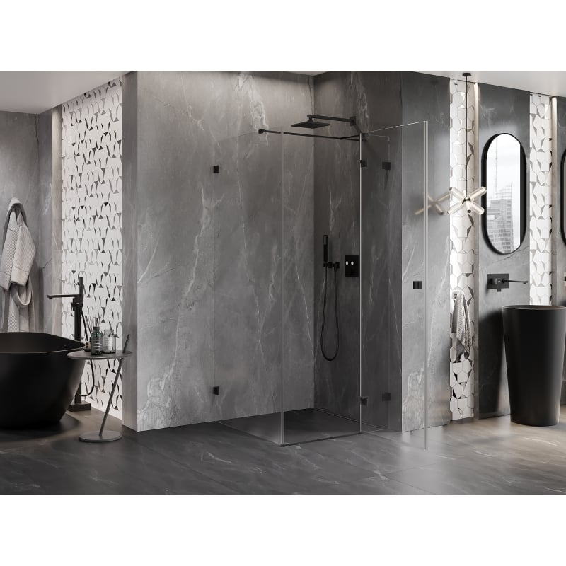 Mexen Lunar T Duschkabine schwenkbar rechts 110 x 110 cm, transparent, schwarz - 834T-110-110-70-00-P