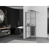 Mexen Kioto+ Duschwand mit Regal Walk-in 70 x 200 cm, schwarze Gitter, schwarz - 800-070-121-70-77