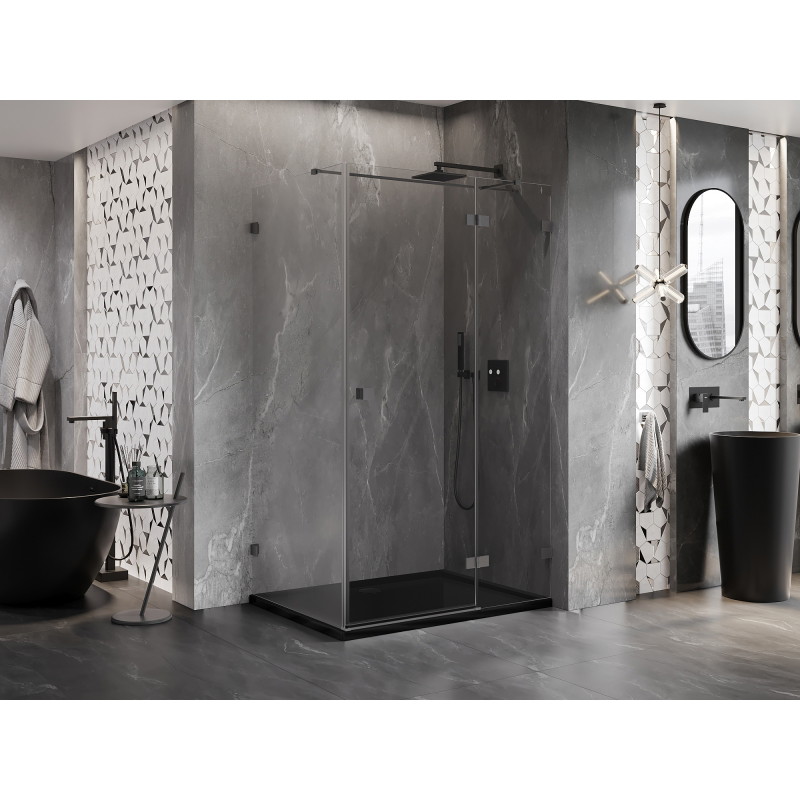 Mexen Lunar T Duschkabine rechte schwenkbare Tür 120 x 100 cm, transparent, Gun Metal - 834T-120-100-95-00-P