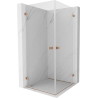 Mexen Lunar-B Duo Duschkabine schwenkbar 80 x 80 cm, transparent, gebürstetes Kupfer - 832-080L-080P-65-00