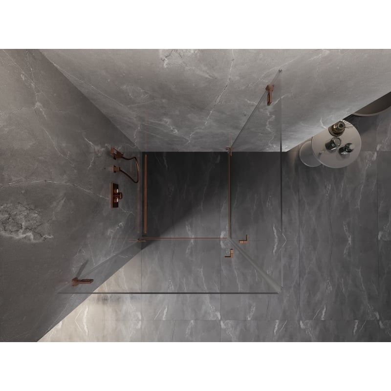 Mexen Lunar-B Duo Duschkabine, 95 x 95 cm, transparent, gebürstetes Kupfer - 832-095L-095P-65-00