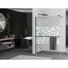 Mexen Kioto+ Duschwand mit Regal Walk-in 80 x 200 cm, weißes Muster, schwarz - 800-080-121-70-85