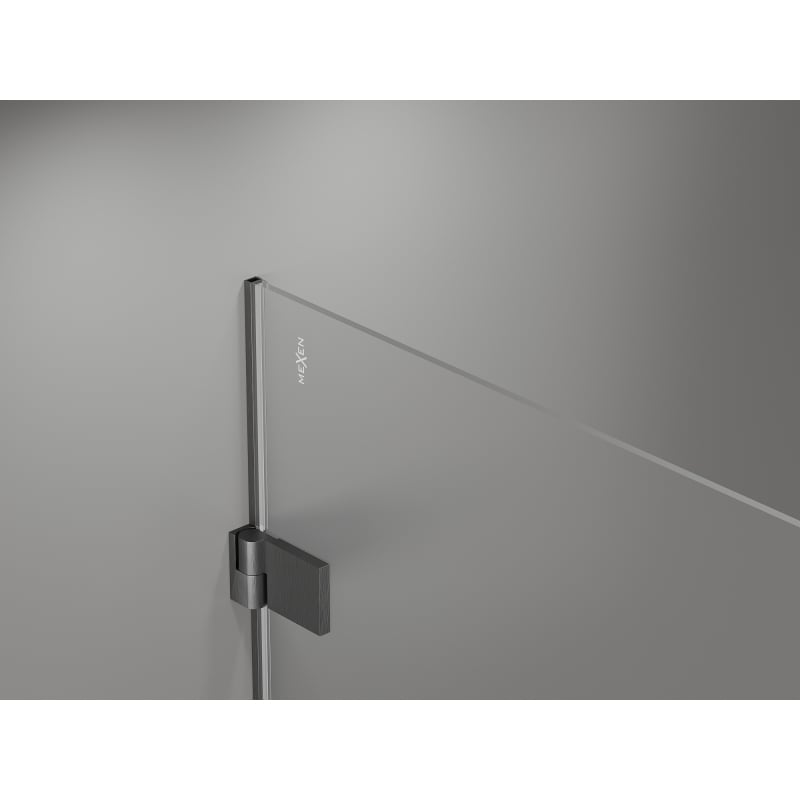 Mexen Lunar-B Duo Pendeltür-Duschkabine 75 x 75 cm, transparent, gebürstet gun gray - 832-075L-075P-66-00