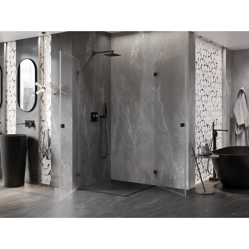 Mexen Lunar-B Duo Duschkabine schwenkbar 70 x 70 cm, transparent, schwarz - 832-070L-070P-70-00