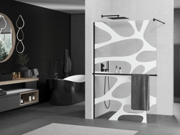 Mexen Kioto+ Duschwand mit Ablage Walk-in 80 x 200 cm, weiße Welle, schwarz - 800-080-121-70-97
