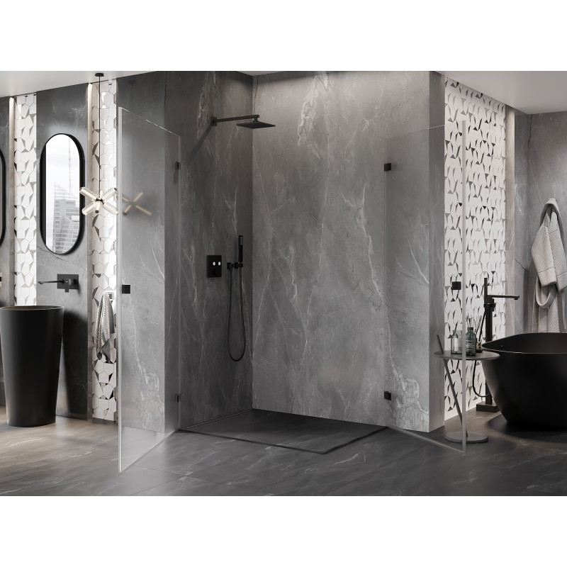 Mexen Lunar-B Duo Duschkabine schwenkbar 100 x 70 cm, transparent, schwarz - 832-100L-070P-70-00