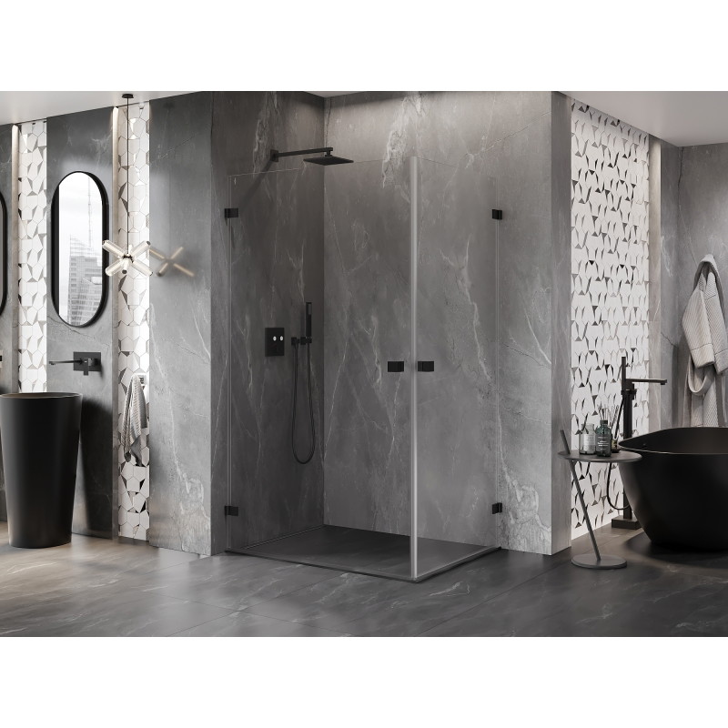 Mexen Lunar-B Duo Duschkabine 100 x 80 cm, transparent, schwarz - 832-100L-080P-70-00
