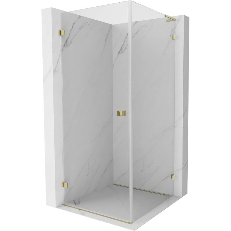 Mexen Lunar-B L Duschkabine schwenkbar links 90 x 90 cm, transparent, gold - 832L-090-090-50-00-L