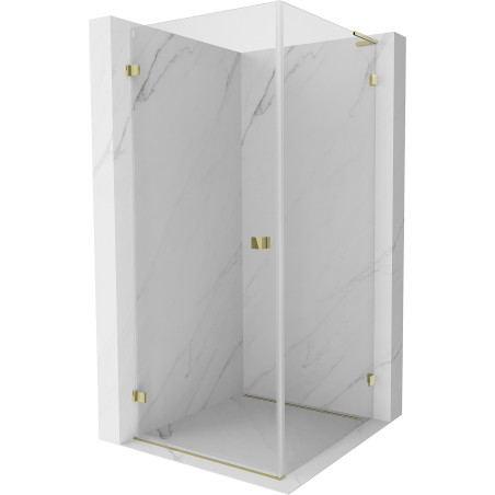Mexen Lunar-B L Duschkabine schwenkbar links 90 x 90 cm, transparent, gold - 832L-090-090-50-00-L