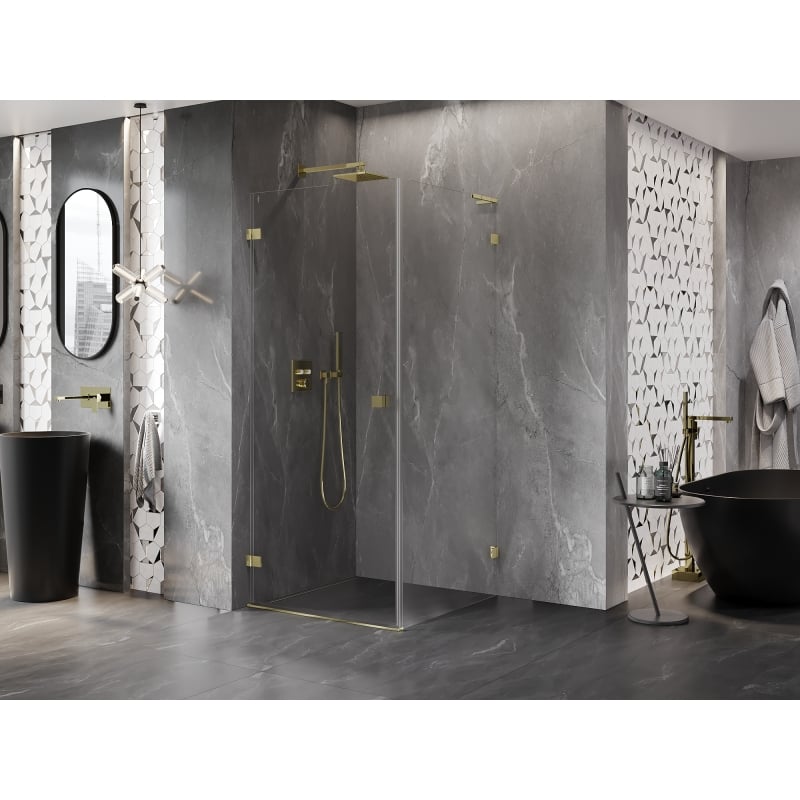 Mexen Lunar-B L Duschkabine Klapptür links 100 x 100 cm, transparent, Gold - 832L-100-100-50-00-L