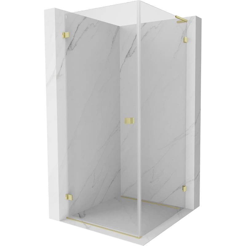 Mexen Lunar-B L Duschkabine schwenkbar links 80 x 80 cm, transparent, gold gebürstet - 832L-080-080-55-00-L