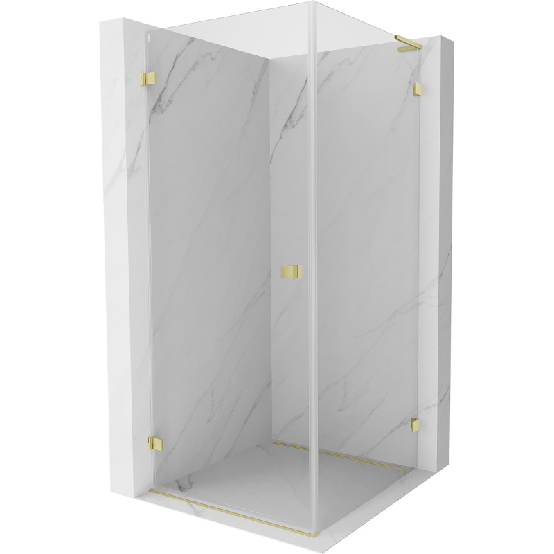 Mexen Lunar-B L Duschkabine schwenkbar links 90 x 90 cm, transparent, gold gebürstet - 832L-090-090-55-00-L
