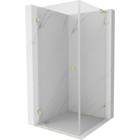 Mexen Lunar-B L Duschkabine schwenkbar links 90 x 90 cm, transparent, gold gebürstet - 832L-090-090-55-00-L