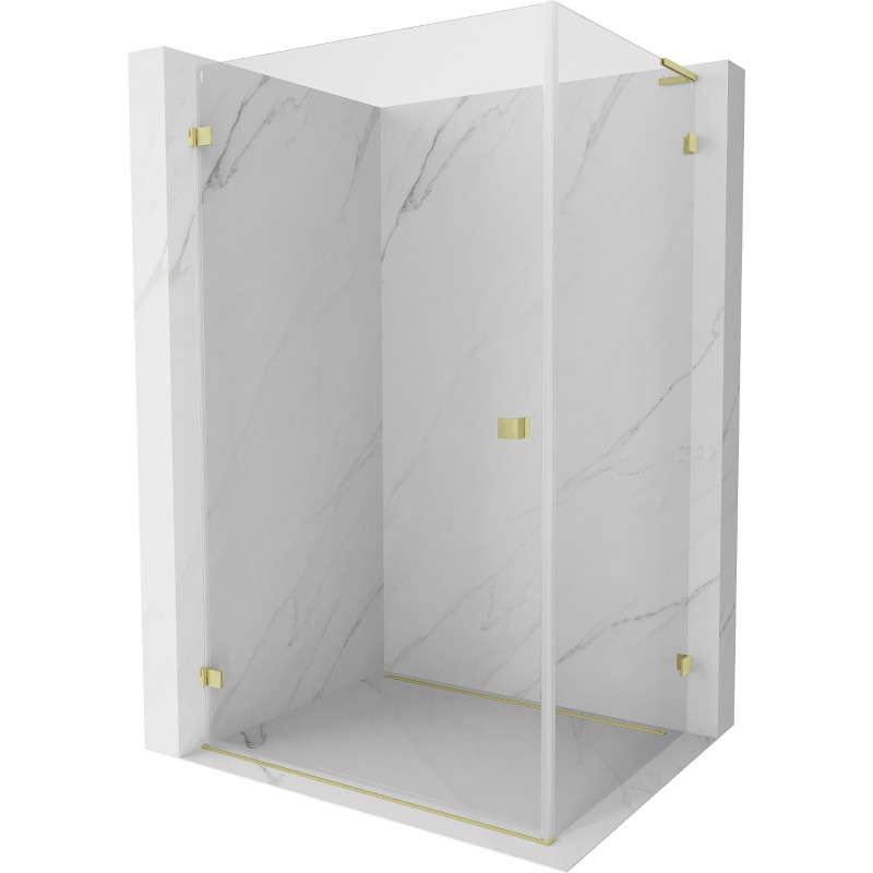 Mexen Lunar-B L Duschkabine schwenkbar links 95 x 90 cm, transparent, gebürstetes Gold - 832L-095-090-55-00-L