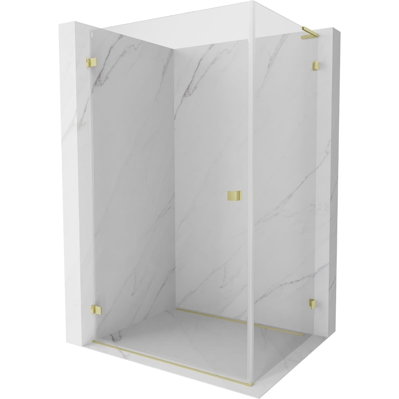 Mexen Lunar-B L links öffnende Duschkabine 100 x 90 cm, transparent, gebürstetes Gold - 832L-100-090-55-00-L