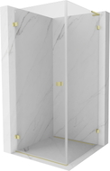 Mexen Lunar-B L Duschkabine, schwenkbar, links, 100 x 100 cm, transparent, gebürstetes Gold - 832L-100-100-55-00-L