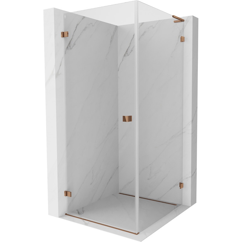 Mexen Lunar-B L Duschkabine schwenkbar links 80 x 80 cm, transparent, Roségold - 832L-080-080-60-00-L