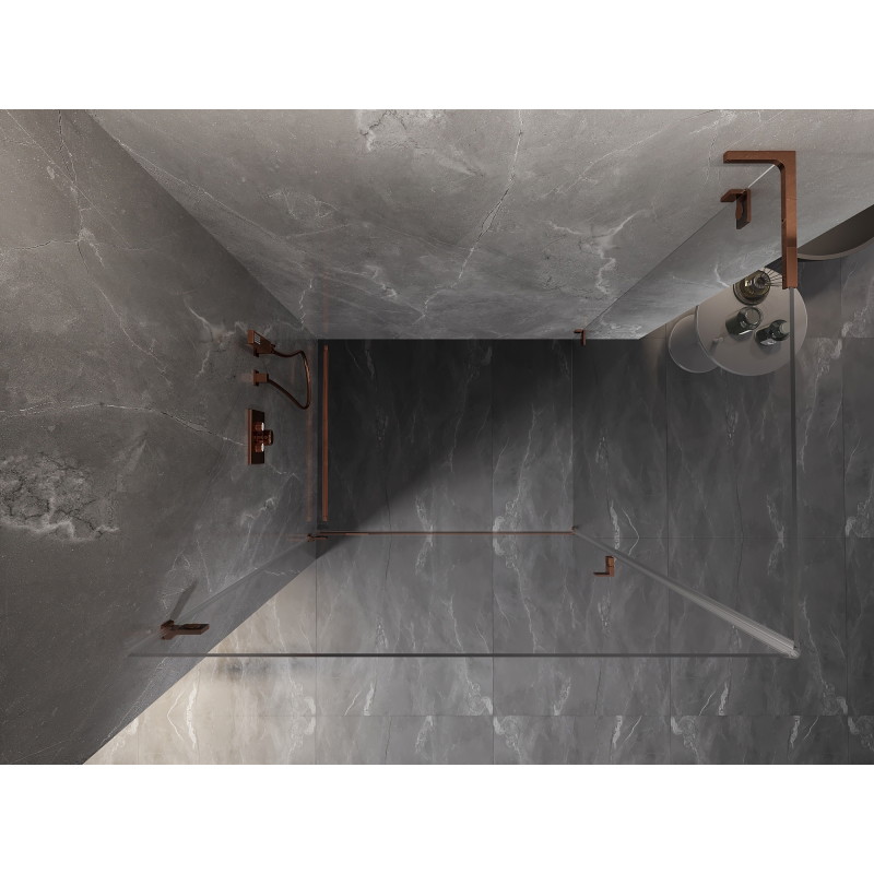 Mexen Lunar-B L Duschkabine schwenkbar links 85 x 80 cm, transparent, Roségold - 832L-085-080-60-00-L