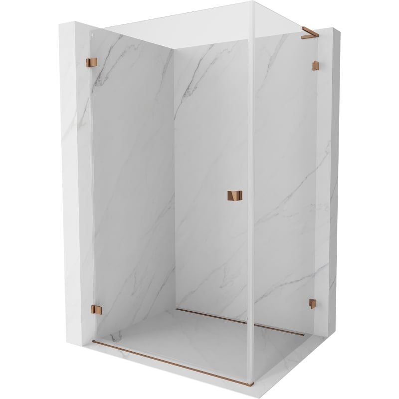Mexen Lunar-B L Duschkabine schwenkbar links 100 x 80 cm, transparent, Roségold - 832L-100-080-60-00-L