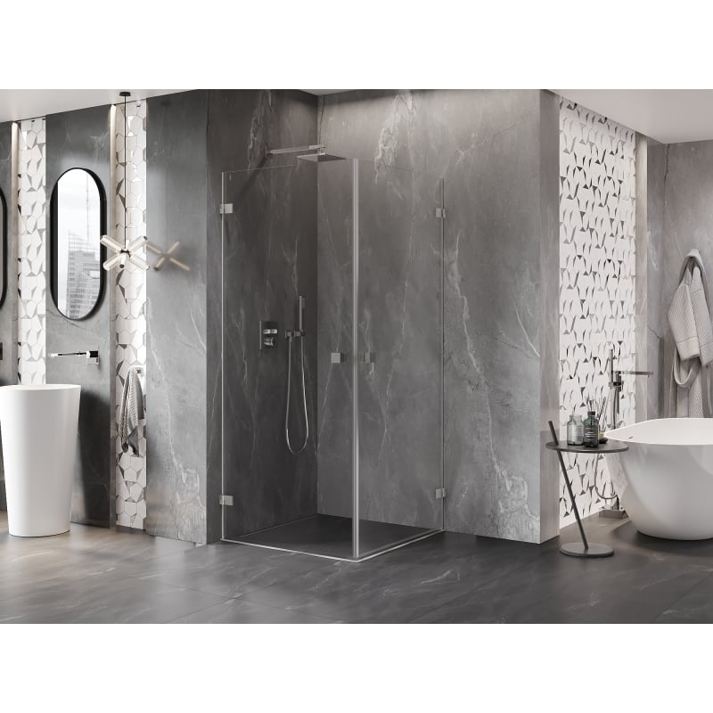 Mexen Lunar-B Duo Duschkabine schwenkbar 70 x 70 cm, transparent, gebürsteter Nickel - 832-070L-070P-97-00