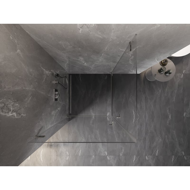 Mexen Lunar-B Duo Duschkabine, schwenkbar 75 x 75 cm, transparent, gebürsteter Nickel - 832-075L-075P-97-00