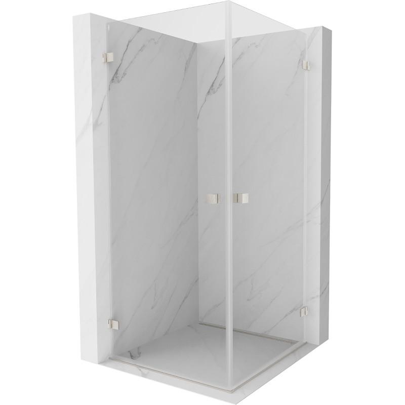 Mexen Lunar-B Duo Duschkabine, schwenkbar 75 x 75 cm, transparent, gebürsteter Nickel - 832-075L-075P-97-00
