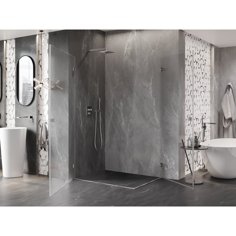 Mexen Lunar-B Duo Schwingtür-Duschkabine 95 x 90 cm, transparent, gebürsteter Nickel - 832-095L-090P-97-00