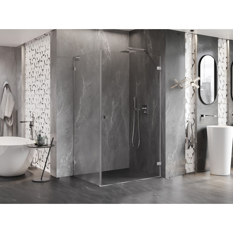 Mexen Lunar-B L Schwingdusche rechts 85 x 80 cm, transparent, Chrom - 832L-085-080-01-00-P