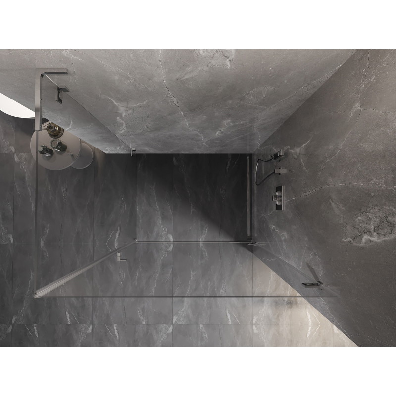 Mexen Lunar-B L Schwingdusche rechts 85 x 80 cm, transparent, Chrom - 832L-085-080-01-00-P