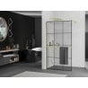 Mexen Kioto+ Duschwand mit Regal Walk-in 110 x 200 cm, schwarzes Gitter, golden - 800-110-121-50-77