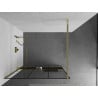 Mexen Kioto+ Duschwand mit Regal Walk-in 110 x 200 cm, schwarzes Gitter, golden - 800-110-121-50-77