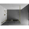 Mexen Kioto+ Duschwand mit Regal Walk-in 120 x 200 cm, schwarzes Gitter, gold - 800-120-121-50-77