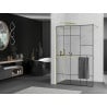 Mexen Kioto+ Duschwand mit Regal Walk-in 80 x 200 cm, schwarzes Muster, Gold - 800-080-121-50-78