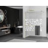 Mexen Kioto+ Duschwand mit Regaleinheit Walk-in 90 x 200 cm, weißes Muster, gold - 800-090-121-50-85